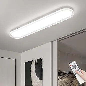 ADISUN Modern LED Ceiling Light Dimmable Linear Ceiling Light 39.4in Semi Flush Mount Long Lights with Remote Control and Side Lighting for Living Room Kitchen Dining Room