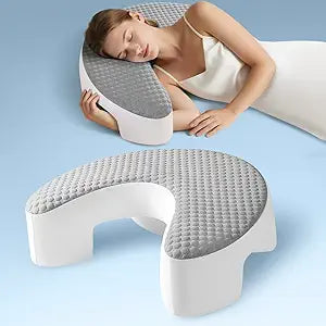 Side Sleeper Pillow for Adults with Arm Hole  Pillow for Side Sleepers to Improve Breathing, Relieve Neck, Shoulder and Knee Pain, Reduce Facial Compression (Grey,17"x21")