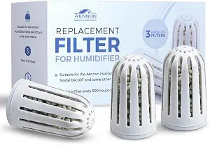 Aennon - Ultrasonic Universal Humidifier Filter Replacements for Home, Cool Mist Demineralisation Cartridges, Ceramic Stone Material, 500 Hours, 3 Pack