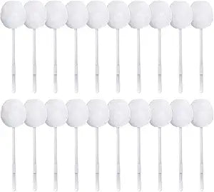 Eaasty Toilet Bowl Brush with Long Plastic Handle Bulk Disposable White Soft Swab Toilet Bowl Cleaners Mop with Silk Cotton Brush for Bathroom, 11 x 4.3 Inch(20 Pack)
