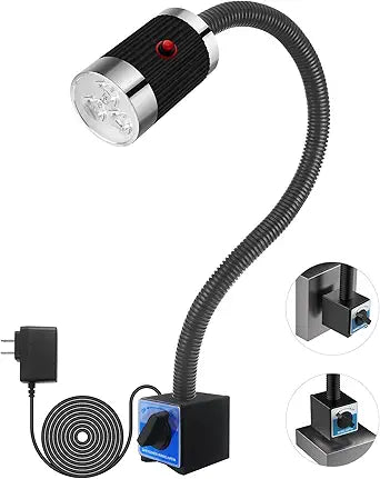 Magnetic Work Light, LED Machine Light, Work Light with Flexible & Magnetic Base, Shop Tool Lamp for Lathe, Work Bench, Sewing Machine, Grill, Bandsaw, Industrial Lighting, 10W, 900Lumens, Black