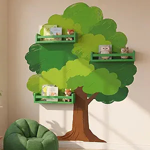 Novabright 1 Set Reading Corner Bookshelf for Classroom, Toddler Tree Book Shelf for Kids Back to School Classroom Decoration, Toddler Nursery Reading Corner Nook Mounted Storage Shelf