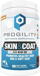 Nootie Progility Skin & Coat Supplement for Dogs, Fish Oil Supports Healthy Skin & Coat, 90 Soft Chews per Container