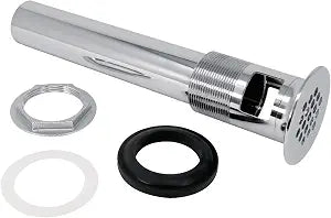 PLB21012 EvertechPRO Bathroom Sink Drain Kit - Durable Brass P.O. Plug with Chrome Finish, Rectangle Waste Hole, Overflow, Multi-Layer Sealing, Tailpiece Diameter 1.25", Fits 1.5" Sink Drain