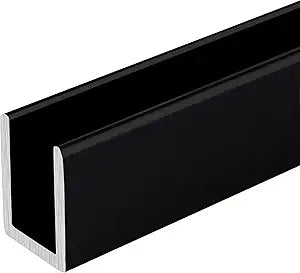 Brixwell 3/8" Fixed Panel Shower Door Deep U Channel Matte Black Finish - 48" Length - Pack of 5