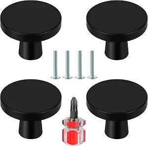 Ainiv 4PCS Black Cabinet Knobs, Round Drawer Knobs, Mushroom Dresser Handle