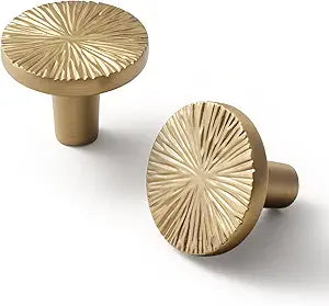 Goo-Ki 1.3''(33 mm) Dia Luxurious & Sturdy Zinc Alloy Cabinet Knobs,Champagne Bronze Drawer Pulls for Kitchen,Drawer,Cupboard & Wardrobe,6 Pack