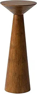 COZAYH 22.8 Tall Round Martini End Table, Walnut  Solid Pine Wood Pedestal Accent Drink Stand with Tapered Base  Farmhouse Modern Furniture for Living Room, Bedroom & Small Spaces