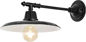 JONATHAN Y 12" Black 1-Light Modern Farmhouse Outdoor Sconce, Industrial Wall Lamp for Porch Patio, Iron Victorian Arm with Metal Shade, LED Bulb Included, Damp Rated (JYL7616B)