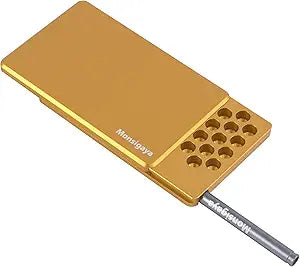 45 Compartment Metal Storage Box with Built in Metal Alloy Straw Accompanied By Dedicated Leather Pouch (Golden)