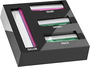 Neatsure Acrylic Magnetic Food Bag Storage Organizer for Drawer or Refrigerator, Compatible with Gallon, Quart, Sandwich, Snack & Variety Size Bags