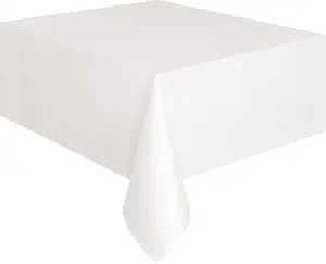 White Solid Rectangular Plastic Table Cover (54" x 108") 1 Count - Elegant Design & Premium Quality, Ideal For Parties, Events & Everyday Use