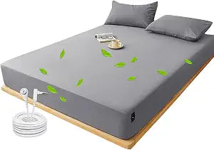 Grounding Sheets King, Grounding Fitted Sheet 76x80x15 in,10% Pure Silver Fiber, Grounding Fitted Sheets for Improved Sleep & Wellness (Gray, King)