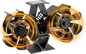 12-Blade Wood Stove Fan Heat Powered Fireplace Fan, Dual Motor Thermoelectric Fan New Designed for Home Wood/Buddy Heater/Gas Stove, Outdoor Auto-adjust Heating Accessories Adjustment
