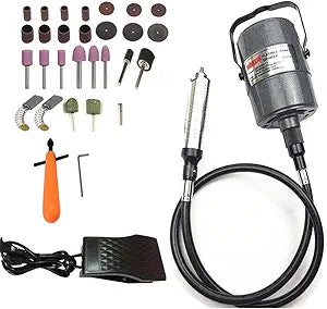 Flex Shaft Grinder Carver Rotary Tool Hanging Carving Multi-function Metalworking Tools, Foot Pedal Control, 30pcs, for carving, buffing, drilling, polishing, sanding, cutting, cleaning
