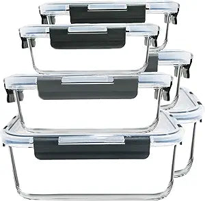 M MCIRCO 67.4oz(8.3 cup), 33.8oz(4.2 cup)& 18.6oz(2.1 cup) Extra Large Glass Food Storage Containers Set with Lids, 6 Pack Airtight Glass Storage Container for Microwave,Oven,Freezer Dishwasher