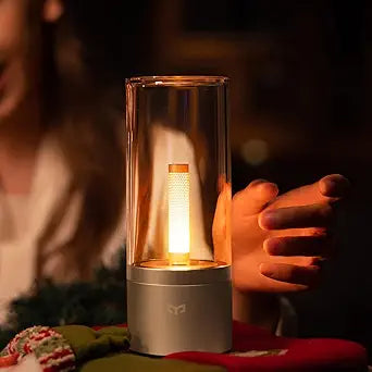 YEELIGHT Candela Rechargeable Cordless Table Lamp, 1800K Amber Ambient Light, Twist Dimmable Portable Nightstand Lamp, Candlelight Breathing Mode, USB-C Battery Lamp for Bedroom, Table, Patio Decor