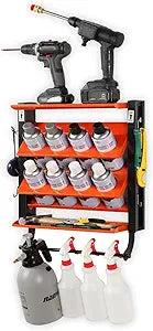 Wallmaster Spray Can Holder, Lube Can Wall Mount Storage Rack Heavy Duty Paint Bottle Organizer for Garage & Home | 8 Can Holes & 2 Shelf