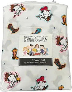 Berkshire Blanket & Home Co. Berkshire Peanuts Sheet Set (White - Western Cowboy, Twin)
