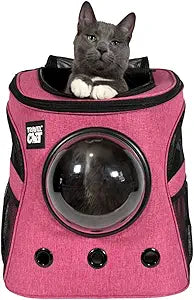 Fat Cat Backpack Carrier - Airline Approved Cat Carrier with Space Capsule Bubble for for Small Cats, Kitten - Premium Deep Rose Pink Cat Carrier Backpack for Outdoor, Travel, Hiking, Pet Supplies