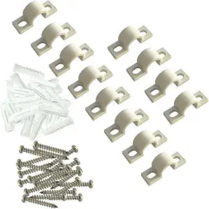 WAFJAMF 12Pcs White Wire Shelf Loop Clips Set with Screws & Expansion Tubes