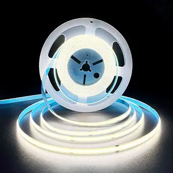 HAMRVL COB LED Strip Lights White 6000K,DC12V 16.4ft/5M 320leds/M CRI90 Flexible LED Tape Lights 8mm,for Indoor Home Cabinet,Bedroom, Kitchen, Stage, Backlight DIY Lighting(Without Power Supply)