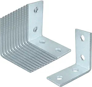 heneng 12 Pcs 4 Hole L Shaped Connector Bracket for 1-5/8" Strut Channel, 90 Degree Fitting, 3/16" Thick
