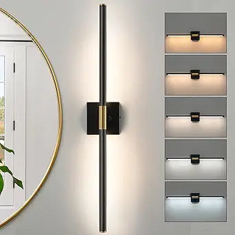 Black Gold Vanity Light Fixtures for Bathroom Over Mirror 30 inch LED Bath Sconces IP44 5CCT Adjustable Morden Picture Lights for Paintings (Built-in Dimmer)