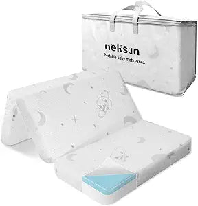 Tri-fold Pack and Play Mattress, 38x26 Memory Foam & High Density Foam Baby Mattress for Pack N Play, Foldable Travel Pack N Play Mattresses Pad for Baby and Toddlers, Breathable & Washable