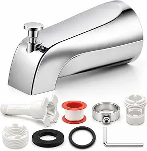 Universal Bathtub Faucet with Diverter, Tub Spout Replacement Fits 1/2" Slip-on Copper Pipe and 1/2" & 3/4" IPS Threaded, Bathroom Tub Faucet Set with Adapters and Hex Wrench (Chrome)