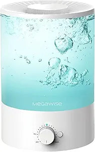MegaWise 3.5L Cool Mist Humidifier Γ Whisper-Quiet Ultrasonic Vaporizer for Baby Nursery, Bedroom & Office | Top-Fill Design, Essential Oil Diffuser, Easy to Clean, 7-Color Night Light, Auto Shut-Off