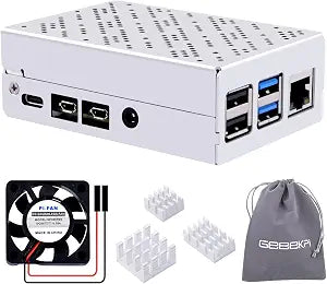 GeeekPi Case for Raspberry Pi 4, Aluminum Case with Cooling Fan and Heatsinks for Raspberry Pi 4 Model B 8GB/4GB/2GB