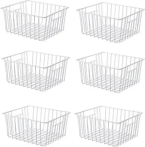 Freezer Storage Organizer Baskets, Household Refrigerator Chest Organization with Built-in Handles for Cabinets, Pantry, Closets, Bedrooms