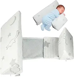 Baby Wedge Support Pillow for Newborns, Soft Breathable Infant Side Support Cushion, Removable Washable Bamboo Fabric Cover, Adjustable Width Design