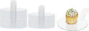 Restaurantware 3 x 3 x 1 Inch Round Appetizer Plates 25 Disposable Pastry Plates - Built-In Handle Premium Clear Plastic Dessert Plates with Handle Durable Serve Appetizers Or Desserts