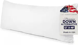 Elegant Comfort Ultra Soft Pack of 1 Long Decorative Back Lumbar Pillow Insert - Down Alternative 12x48 inch Large Rectangle Body Sleeping Throw Pillow for Sofa Bed Couch
