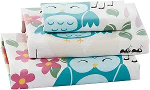 Sheet Set For Girls/Teens Multi-Color Owls Aqua Pink Purple Singing Owl Hearts Flower Leaves New # Owl (Full)