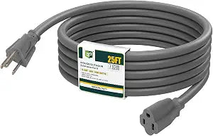 EP 25 FT Outdoor Extension Cord, 16/3 SJTW Heavy Duty Grey, ETL Listed