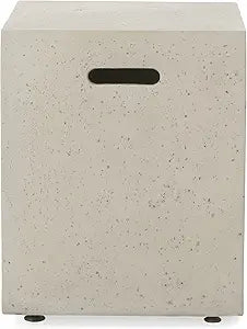 Aidan Outdoor Tank Holder Side Table - Lightweight Concrete - Light Gray