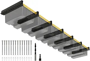 6-bin Overhead Garage Storage Rack, Ceiling Storage Racks Heavy Duty, Powder Coated Tote Storage Rack for Garages, Sheds, Storerooms (7 PCS, for 6 Bins)