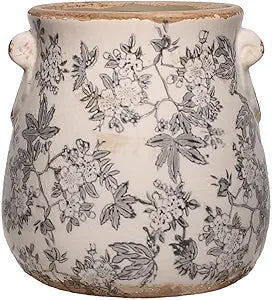 Rustic Farmhouse Ceramic Flower Pots, Vintage Antique Planters & Vase with Drainage Hole for Indoor/Outdoor, Handmade Crackle Glaze Terracotta Pottery Decor for Home Kitchen Office, Gardening Gifts