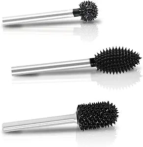 CAELUM 3 Pcs Rotary Burr Kit, 1/8" Shaft, Very Coarse - Woodworking Attachment for Dremel Tools, Sphere Flame Ball Nose Carving Burrs for Carving Engraving in Wood, Rubber, Plastic