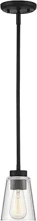 Savoy Essentials 7-1026-1-89 Calhoun Modern Clear Glass Mini-Pendant, 1-Light 60 Watt, 7" H x 5" W, Matte Black