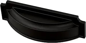 Franklin Brass 10 Pack Matte Black Cabinet Handles 3 inch or 3-3/4 inch (76mm or 96mm) Kitchen Cabinet Handles and Drawer Pulls for Cupboards and Dressers |Notched Backplate