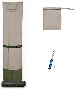 Rachmi Outdoor Cantilever Umbrella Cover for 14-16 Ft Umbrellas, 600D UV Resistant Extra-large Patio Offset Umbrella Cover Fits Triple or Double-sided Parasol with Zippers & Rod, Khaki-Green