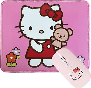 Hello Kitty Mouse Pad Cute Desk Accessories Hello Kitty Stuff, Kawaii Mouse Pads for Desk Computer Laptop, Gifts for Mousepad for Women Girly Pink Non-Slip Base 108.5 in