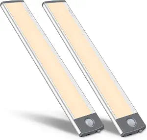 30-LED Motion Sensor Cabinet Light,Under Counter Closet Lighting, Wireless USB Rechargeable Kitchen Night Lights,Battery Powered Light for Wardrobe,Cabinet,CupboardWarm Light-2Pack