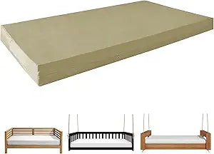Twin Size Porch Swing Bed Mattress Cushion Cover, Waterproof Outdoor Daybed Cushion Cover for Twin Size with Long Zipper-DurableBreathableSun-proof ,Machine Wash Fits Swing, Patio & Garden Furniture