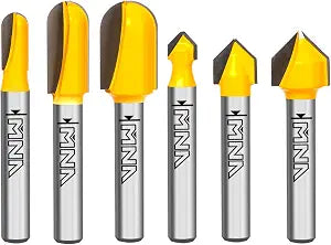 MNA 90 Degree V Groove and Round Nose Router Bit Set