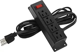HHSOET Small Power Strip with Switch, Flat Extension Cord, 10Ft, Black, 2